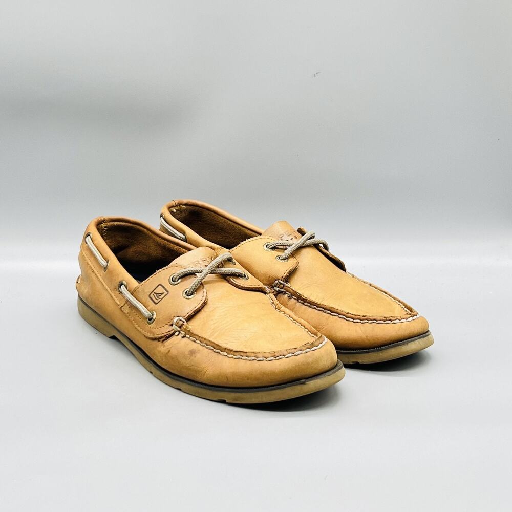 Sperry Shoes Mens 9 Brown Leather Top Sider Boat Deck Moc Toe Casual Comfort